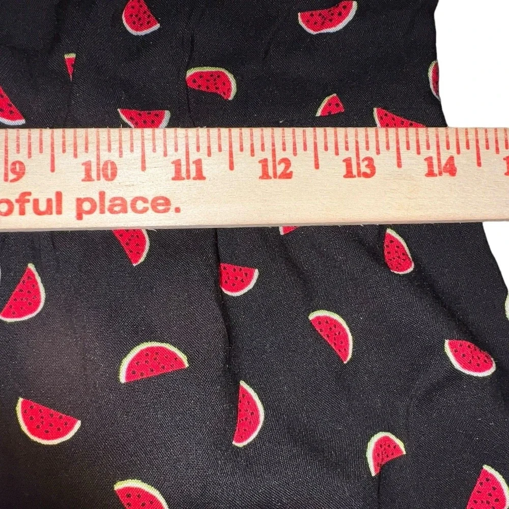 Lily White Watermelon Print Tiered‎ Mini Dress Black Red Smocked Back Adjustable